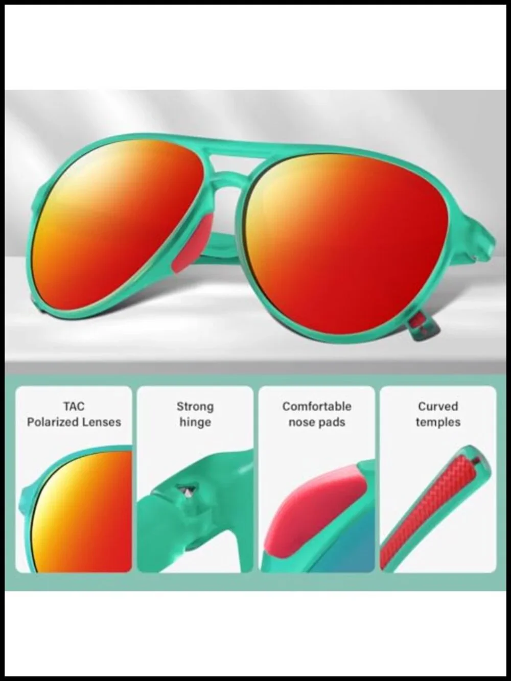 Polarized Aviator Sunglasses UV400 Protection Sports Style Vintage Trendy Shades